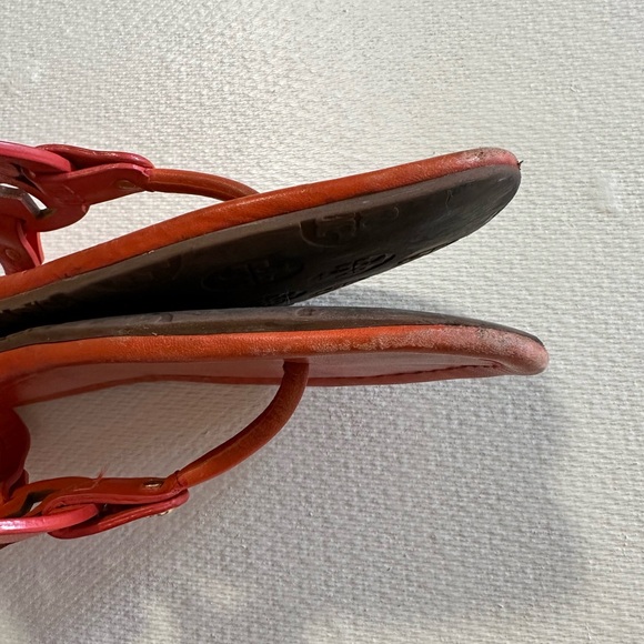 Tory Burch Miller Sandals in Orange Leather Size 9 USED - Picture 9 of 16